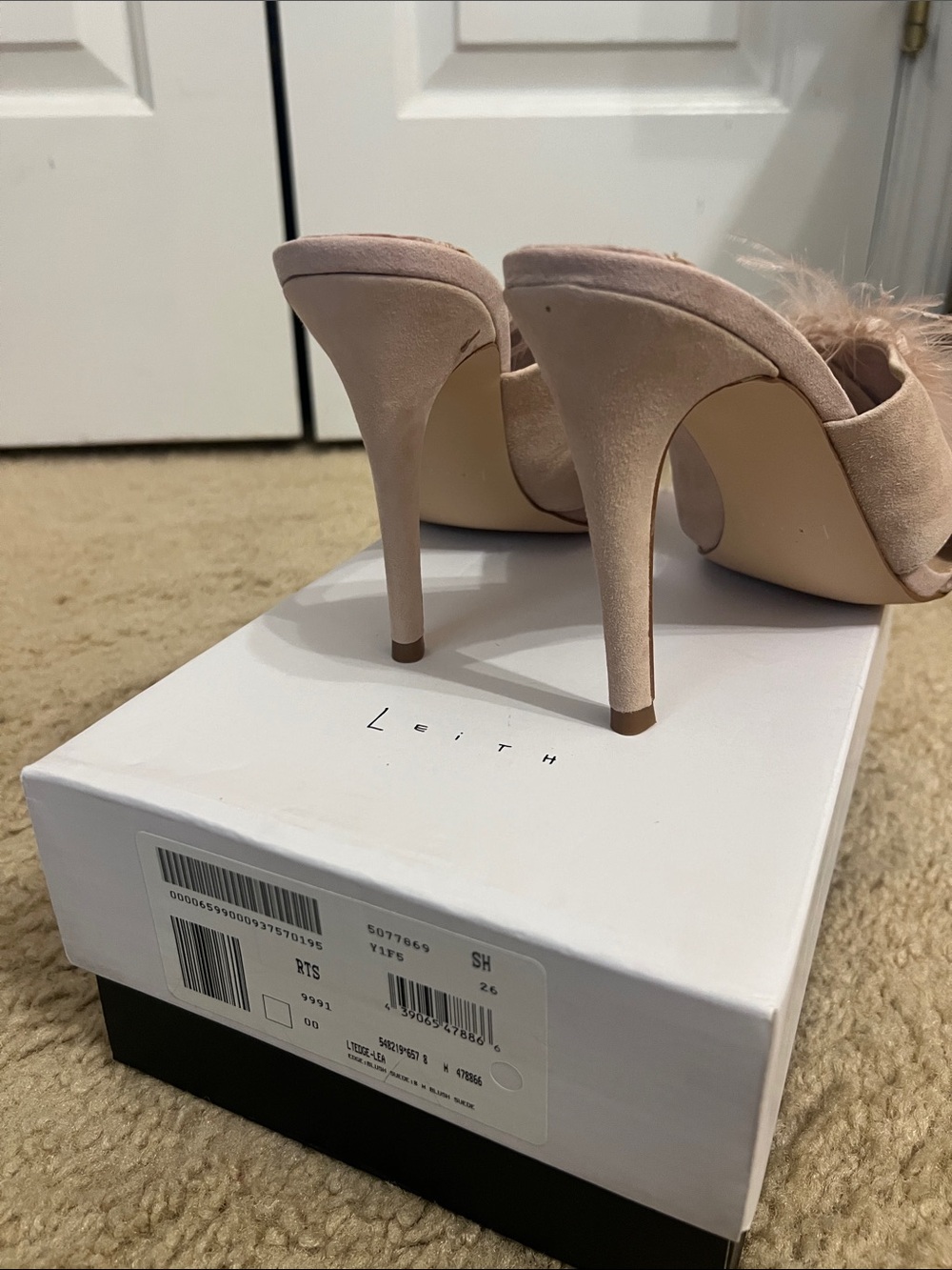 Leith Blush Feather Slide Heels - Picture 5 of 6